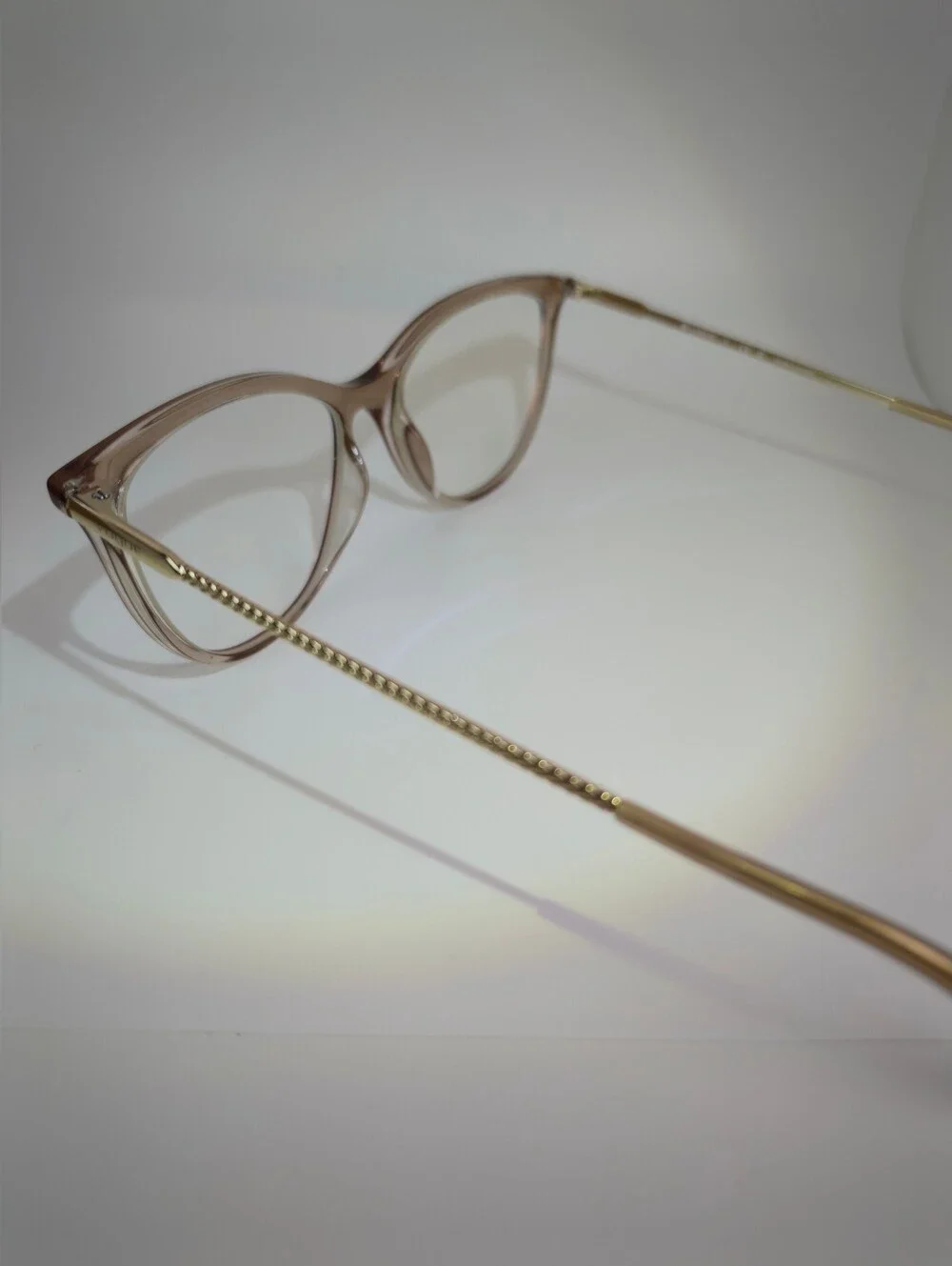 Vogue Women's Clear Beige Cat Eye Gold Eyewear.